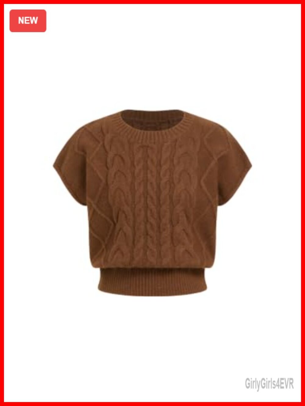 CIDER Cable Crop Knit Sweater Vest Relaxed Pullover Tank Top
